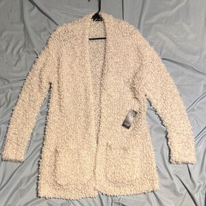 a.n.a Cream Textured Knit Cardigan L